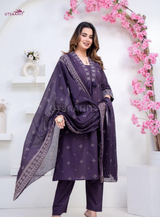 Women Pure Cotton 60x60 Embroidered Kurta Pant Set | M–XXL | 5 Colours