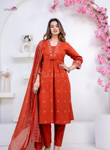Women Pure Cotton 60x60 Embroidered Kurta Pant Set | M–XXL | 5 Colours