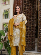Premium Heavy Cotton Kurti Pant Dupatta Set for Women