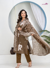 Premium Heavy Cotton Embroidered Kurti Pant Dupatta Set | M–7XL Women Ethnic Wear