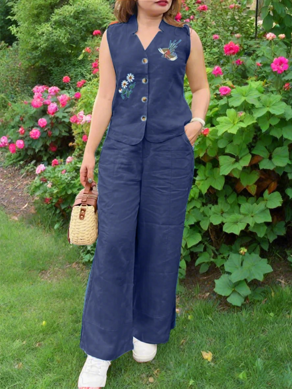 Utsaahit Trending Cotton Slub Blue Cord Set