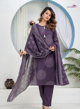 Women Heavy Cotton Kurti Pant Set with Dupatta | Hand Work Kurta Set