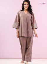 Women Cotton Flex Embroidered Co-Ord Set | Kurta Set