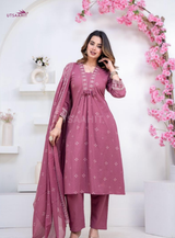 Women Pure Cotton 60x60 Embroidered Kurta Pant Set | M–XXL | 5 Colours