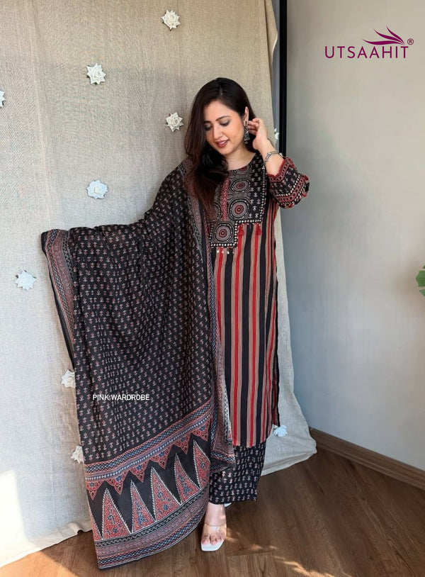 Premium Heavy Cotton Kurti Pant Dupatta Set