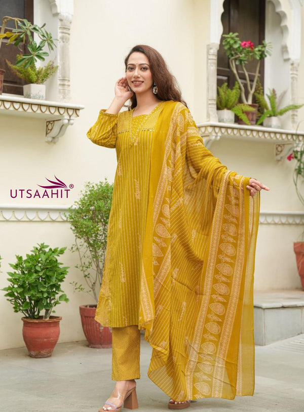 premium cotton kurti pant dupatta set