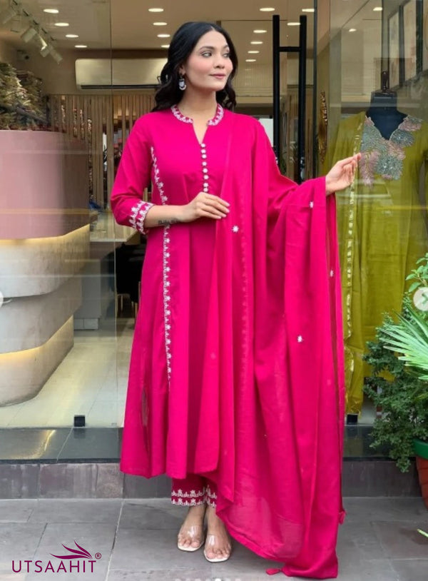 Pure Cotton Pink Kurta Set