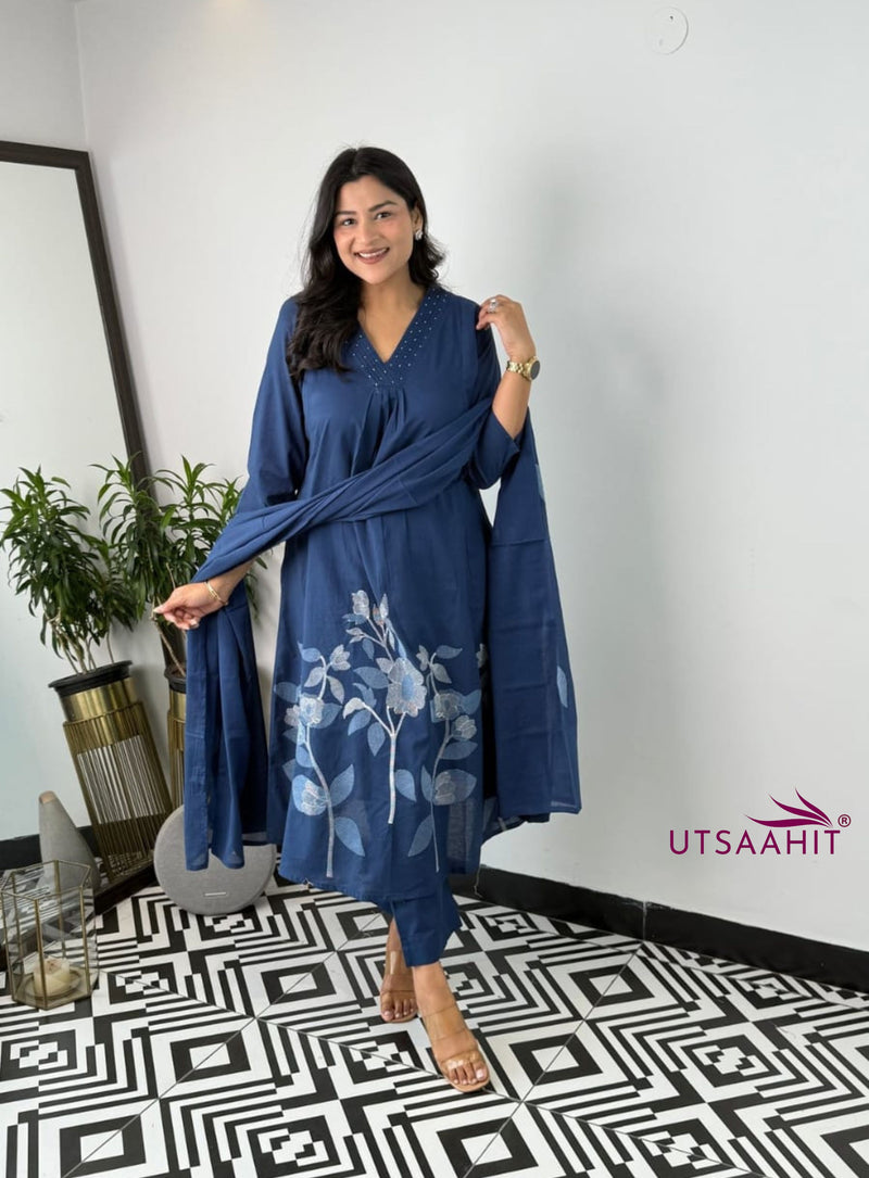 Premium Cotton Kurti Pant Dupatta Set