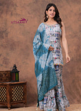 Designer Sharara Set with Short Kurti &amp; Dupatta