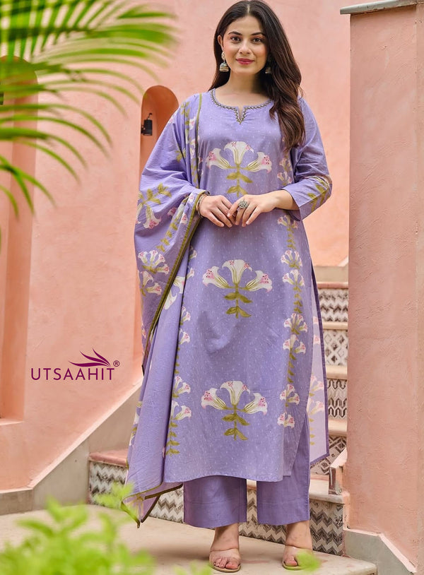Special Designs for Navratri & Diwali  Elegant 3-Piece Cotton Suit Set