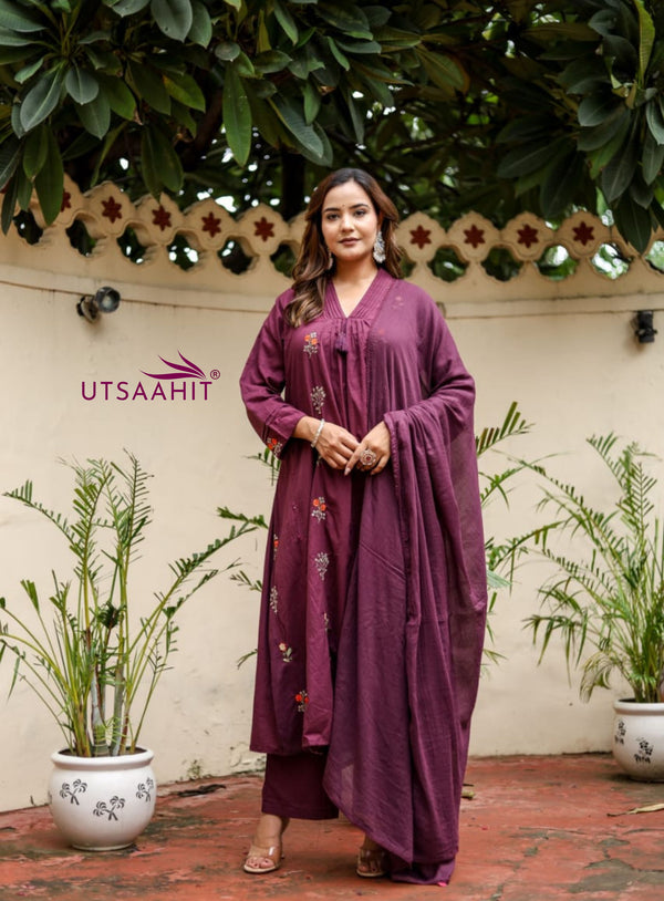 Exquisite A-line Kurti Palazzo Set with Dupatta