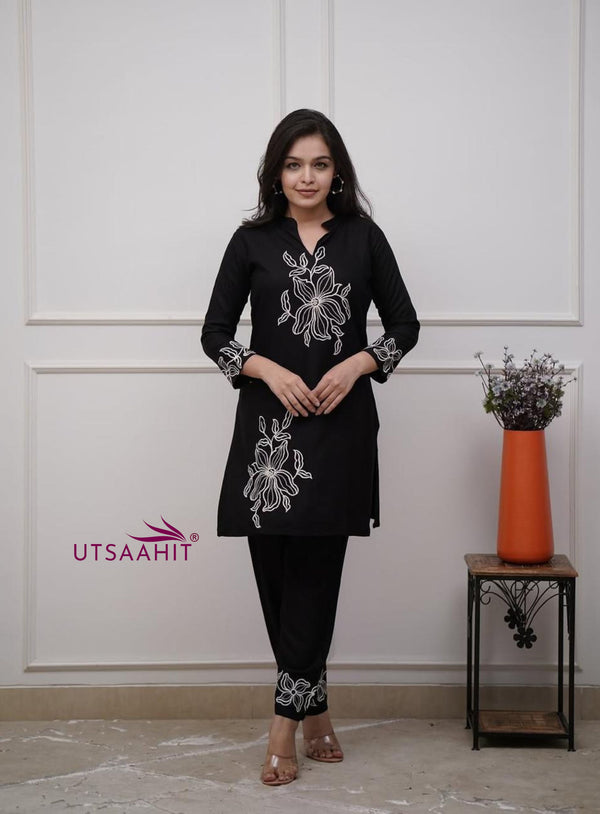 Premium Pure Cotton Embroidered Co-ord Set