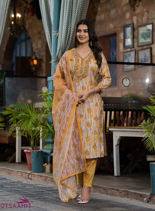Lime Modal Silk Chanderi Dupatta Suit