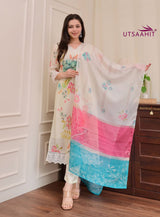 Luxury Reshmi Organza Kurti Pant Dupatta Set