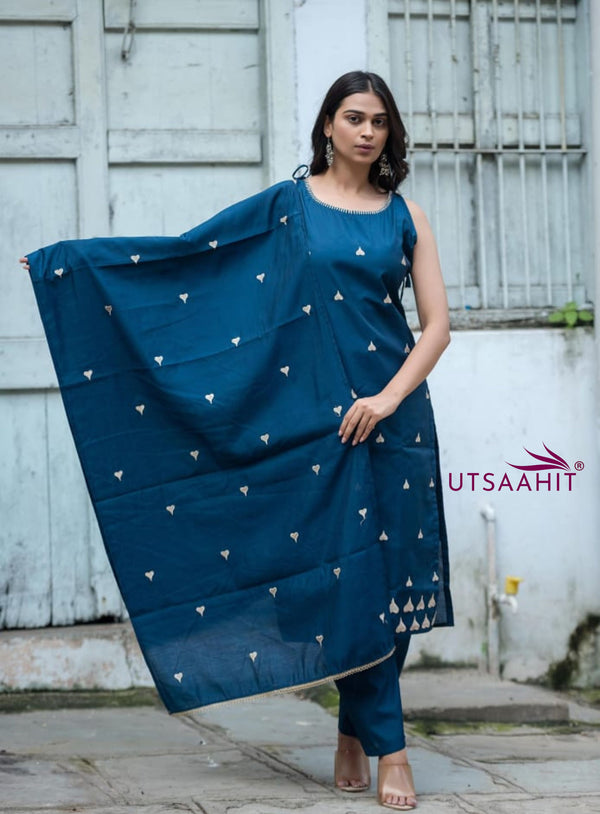 Premium Cotton sleeveless cotton kurti set