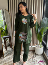 Delicate Embroidery Work  Elegant Cotton Co-ord Set