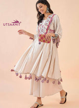 Premium French Cotton  Beautiful Peplum & Bell Bottom Set