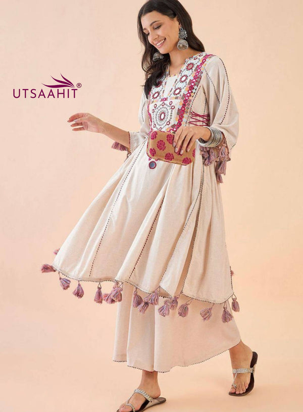 Premium French Cotton  Beautiful Peplum & Bell Bottom Set