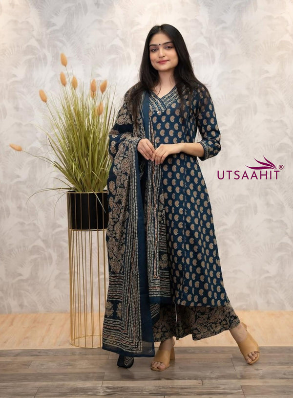 Premium Heavy Cotton  Kurti  Pant  Dupatta  Set