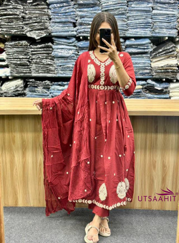 premium heavy cotton Designer Straight Style Kurti Set