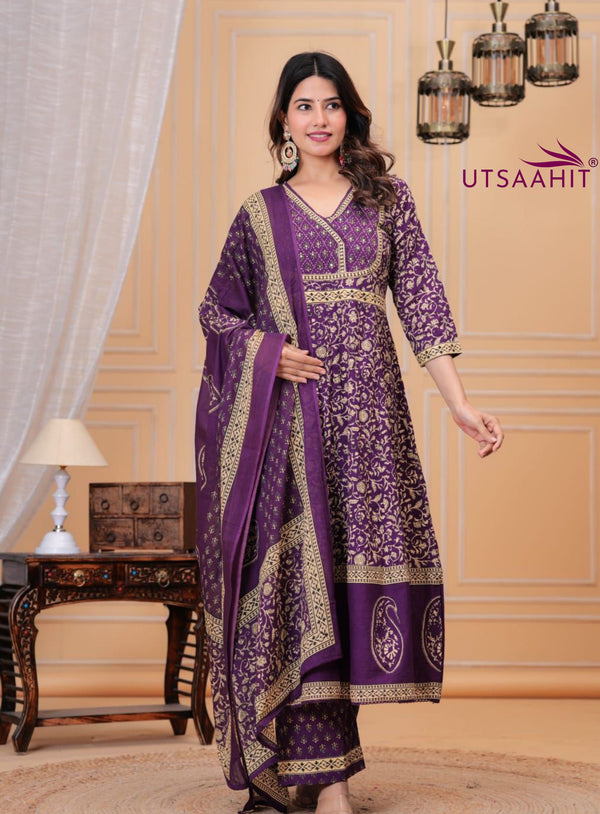 beautifully crafted 3-piece cotton suit set