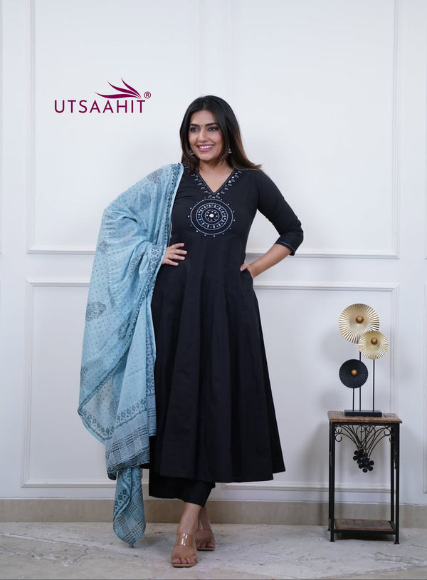 Premium Dazzling Cotton Flex Anarkali Set
