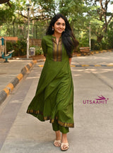 exclusive Pure Chanderi Frock-Style Kurti Set