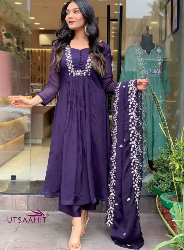 Premium Modal Silk Kurti Pant Dupatta Set