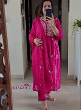 Pure Cotton Mal ANARKALI 3PCS EMBROIDERY SET