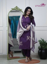 Beautiful Pure Cotton Kurti Pant Dupatta Set