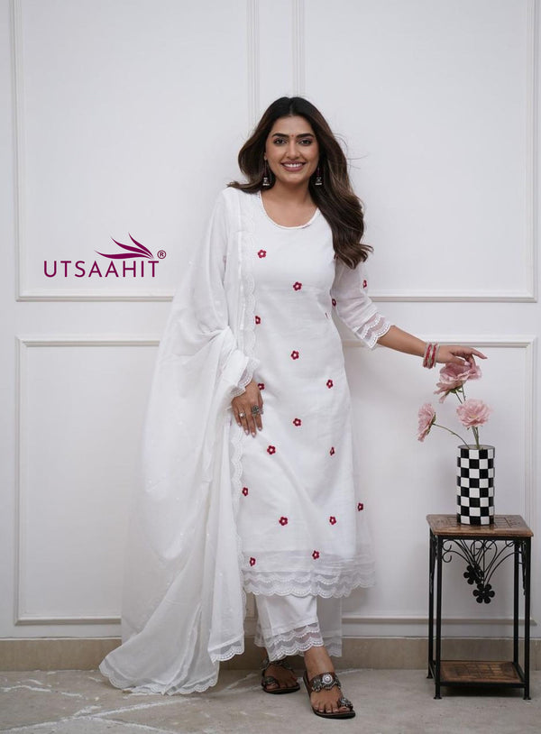 Pure Cotton  Straight Kurti pant dupatta Set