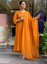 beautifully embroidered neck yoke Premium Cotton Kurta Set