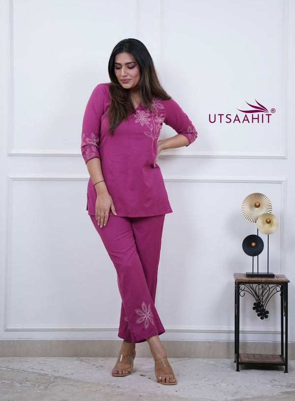 Premium Cotton Heavy Embroidery Work Co-Ord Set