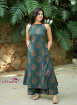 Premium Cotton Halter Neck A-line Kurta Palazzo set