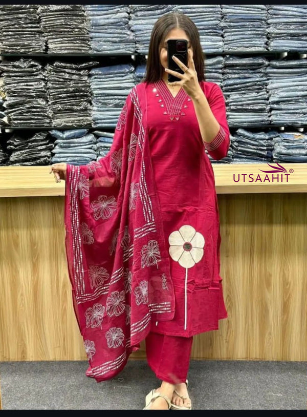 Elegant Flaired Cotton Suit Set