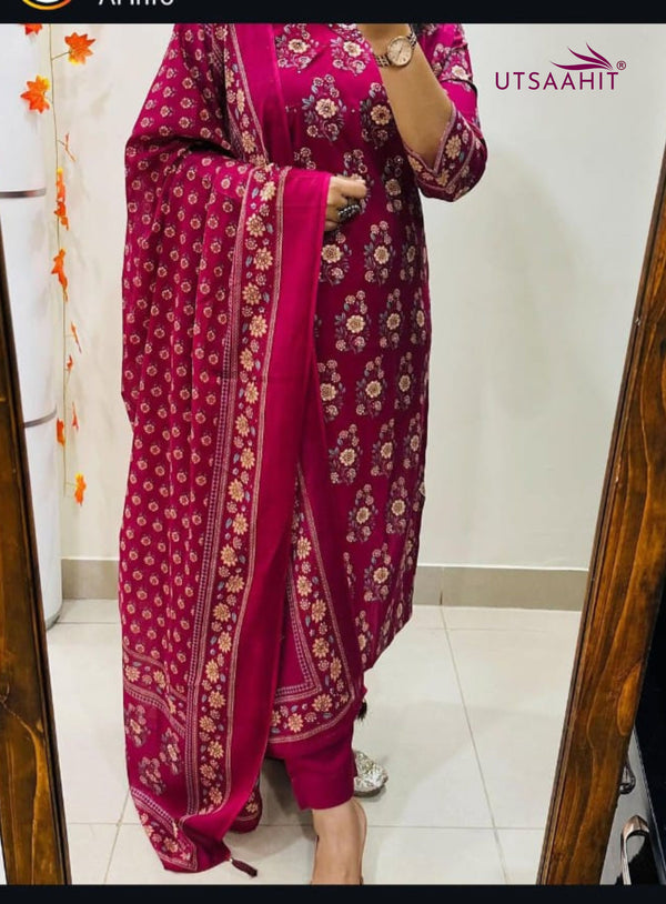 Pure Fine Heavy Cotton Handwork Suit Set