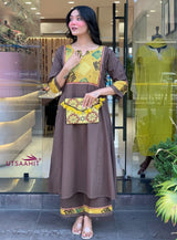 Pure Cotton A-Line Kurta Pant Set