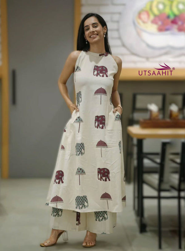 Premium Cotton Kurti Palazzo Set