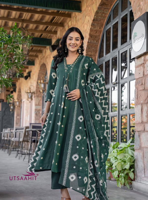 Designer Festive Wear Frock Style Kurti Set