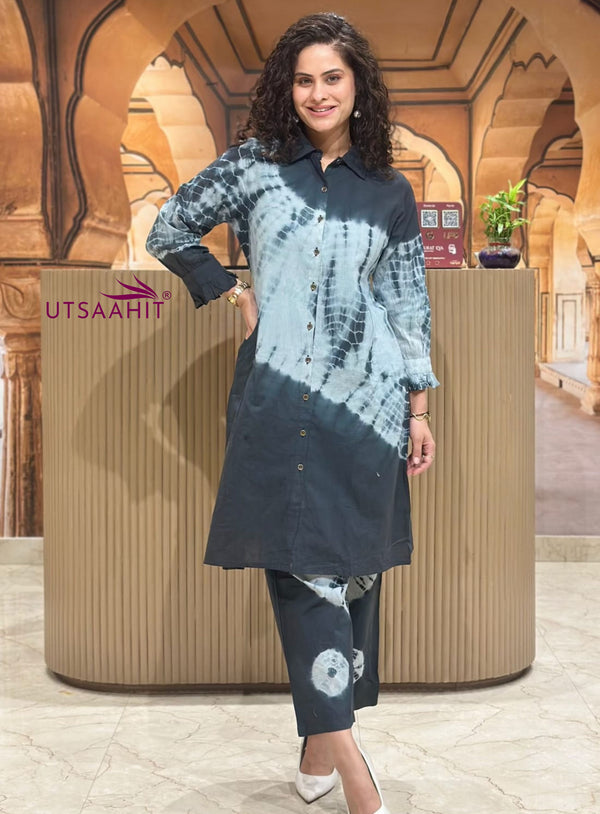 Premium Tie-Dye Fine Cotton Kurti & Pant Set