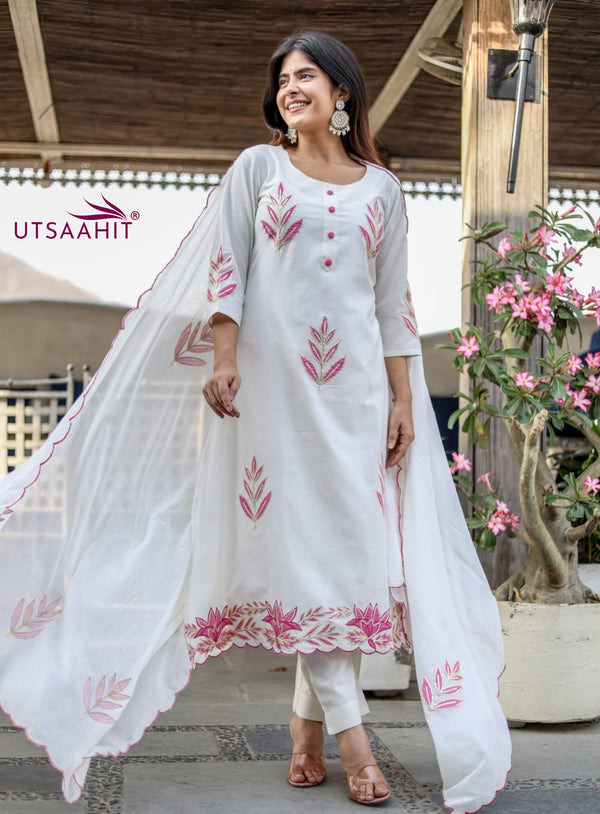 Beautiful Cotton Flex Patch Work Kurta Pant Dupatta Set