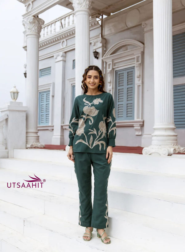 Elegant Pure Cotton Embroidered Co-ord Set with Matching Pant