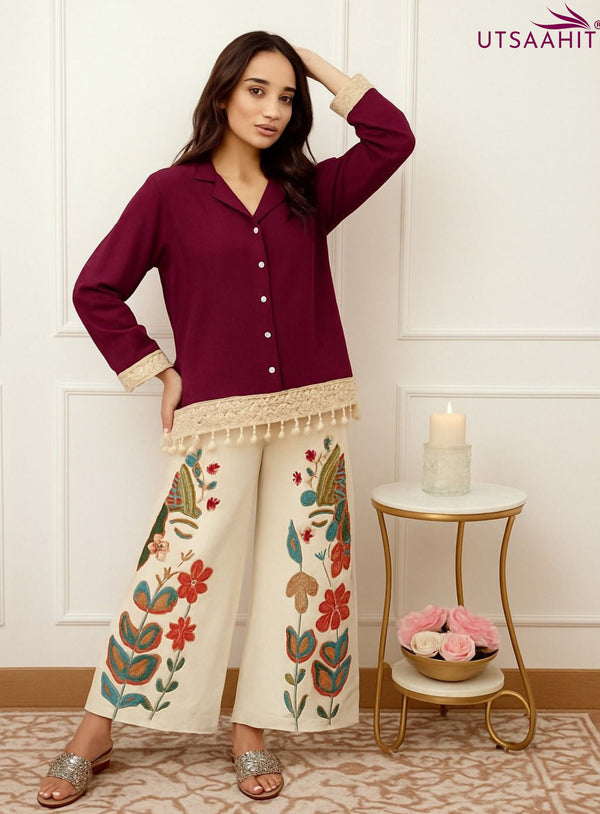Summer Special Cotton Co-ord Set with Border Lace Work