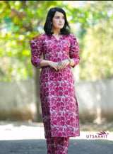 Pure Cotton Floral Kurti &amp; Pant Set