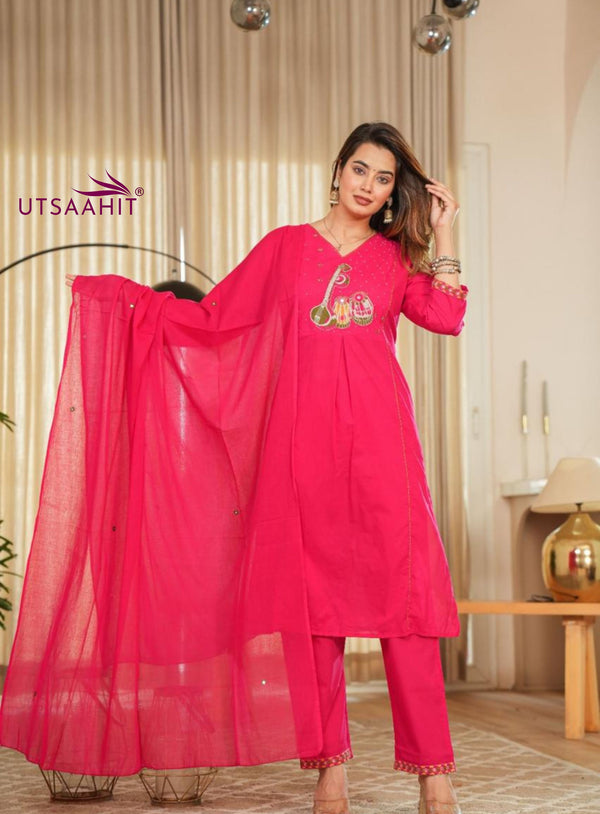 beautiful pastel-shade cotton suit set