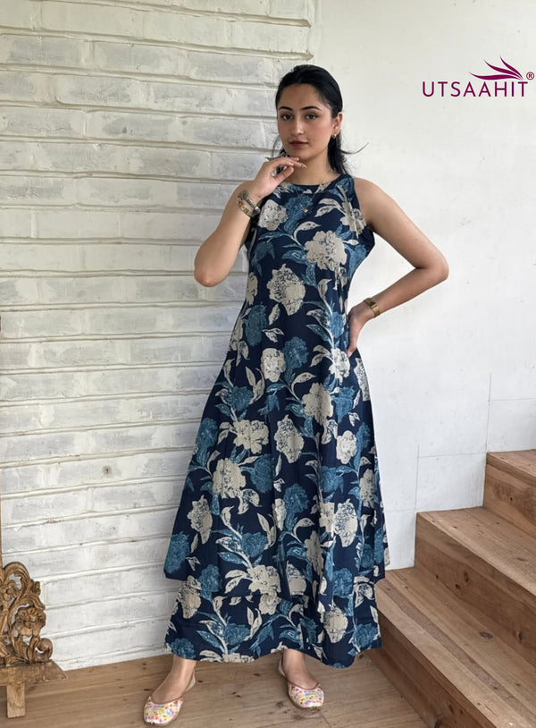 Premium Floral Fine Cotton Kurti Palazzo Set