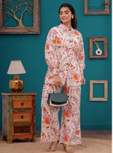 Cotton Co-ord Collar & Button Full Set in Orange & Pink – Utsaahit