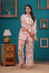 Cotton Co-ord Collar & Button Full Set in Orange & Pink – Utsaahit