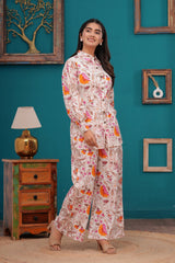Cotton Co-ord Collar & Button Full Set in Orange & Pink – Utsaahit