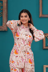 Cotton Co-ord Collar & Button Full Set in Orange & Pink – Utsaahit